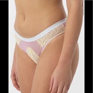 NWT Dora Larsen Martha thong pink/yellow